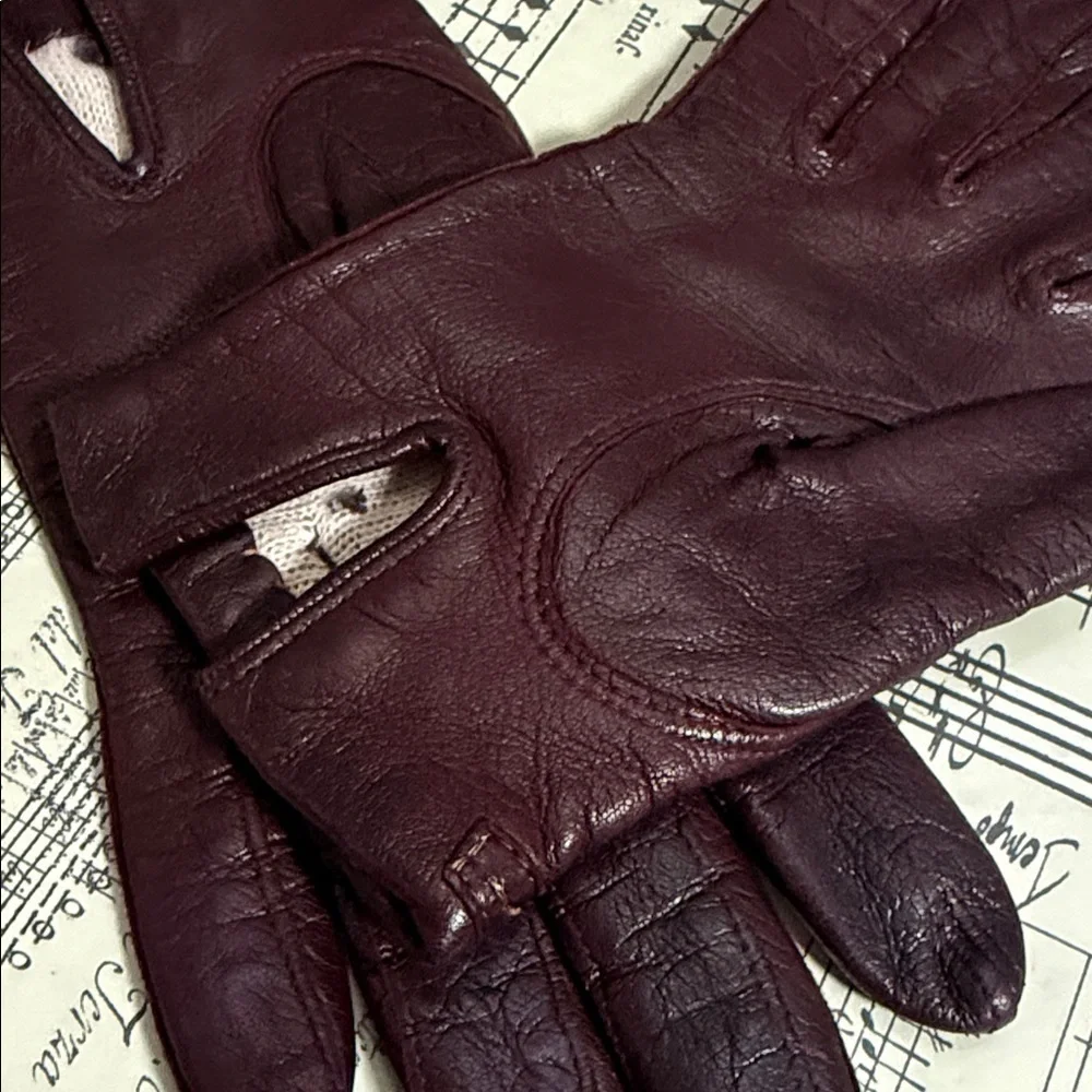 Etienne Aigner Vintage Oxblood Leather Gloves SZ Small